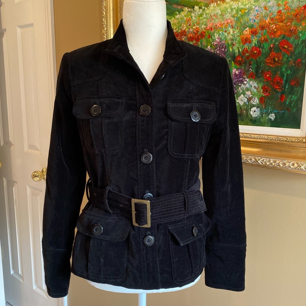 Willi Smith Black Velvet Belted Blazer